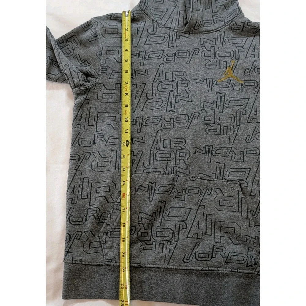 Jordan Boys Large Hoodie Grey All Over Print Gold Jumpman Logo Youth‎ 12-13